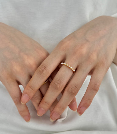 Pearl sterling silver ring 18K gold plated