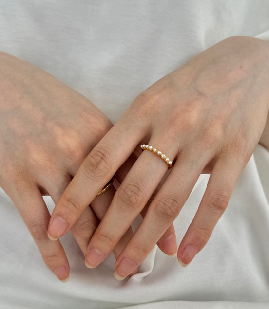 Pearl sterling silver ring 18K gold plated