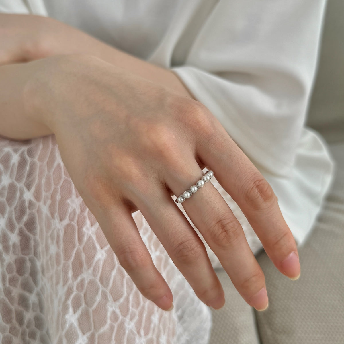 Pearl silver ring 925 with zirconia stones