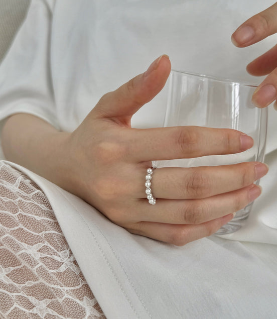 Pearl silver ring 925 with zirconia stones