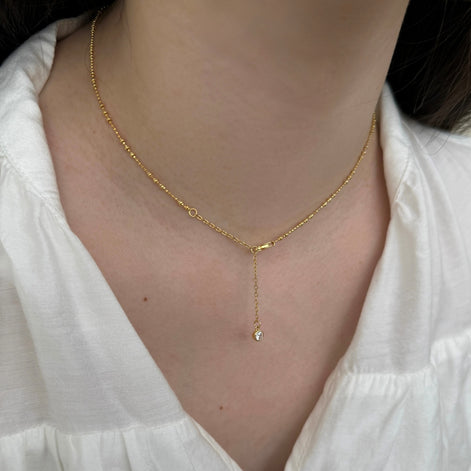 Versatile Y-chain with zirconia made of 925 silver, 18K gold-plated