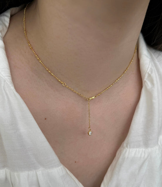 Versatile Y-chain with zirconia made of 925 silver, 18K gold-plated