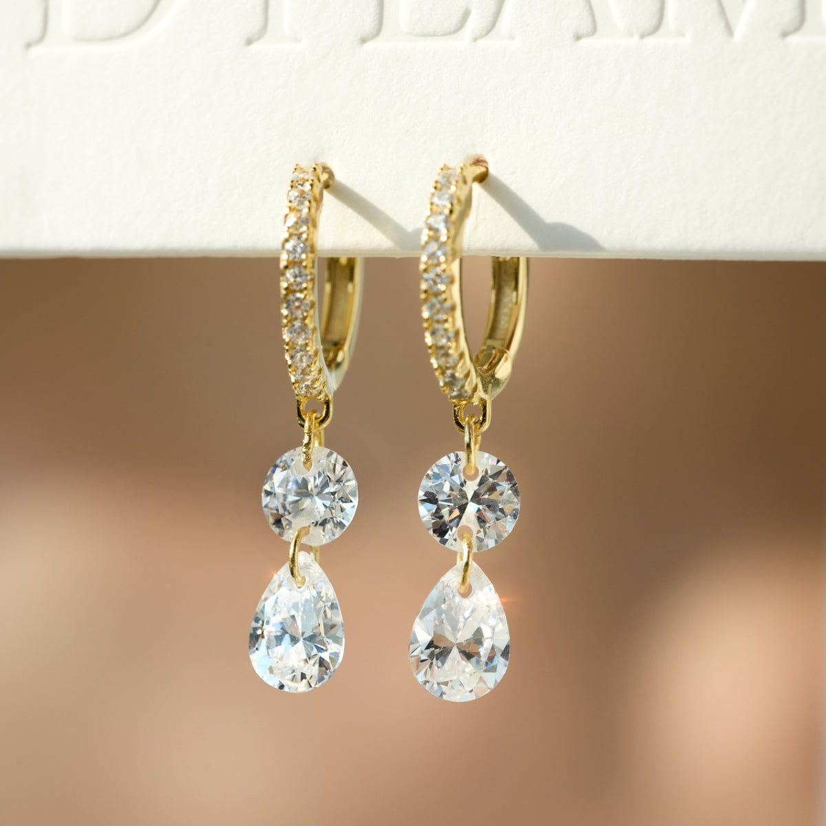 Hoop earrings with pendant 925 Sterling silver and zirconia stones