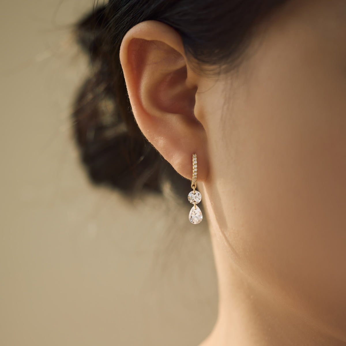 Hoop earrings with pendant 925 Sterling silver and zirconia stones