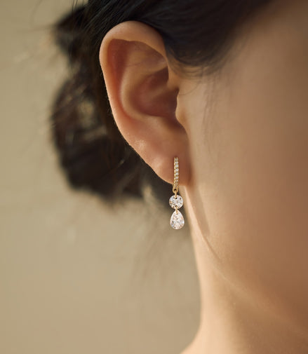 Hoop earrings with pendant 925 Sterling silver and zirconia stones