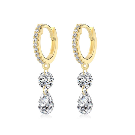 Hoop earrings with pendant 925 Sterling silver and zirconia stones