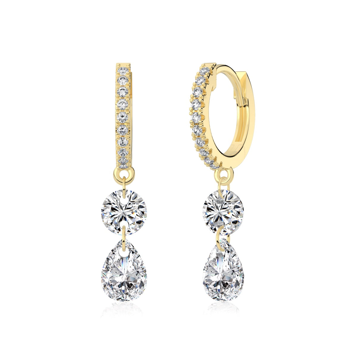 Hoop earrings with pendant 925 Sterling silver and zirconia stones