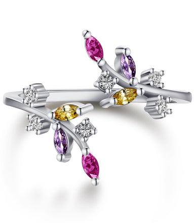 Adjustable ring made of 925 sterling silver with zirconia stones