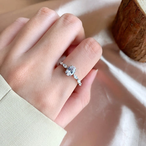 خاتم فضة عيار 925 مرصع بأحجار الزركونيا البراقة