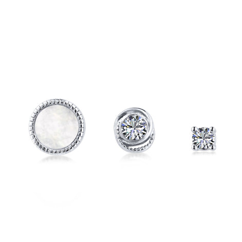 Stud Earring Set 925 Sterling Silver - Ear Stacking Trio
