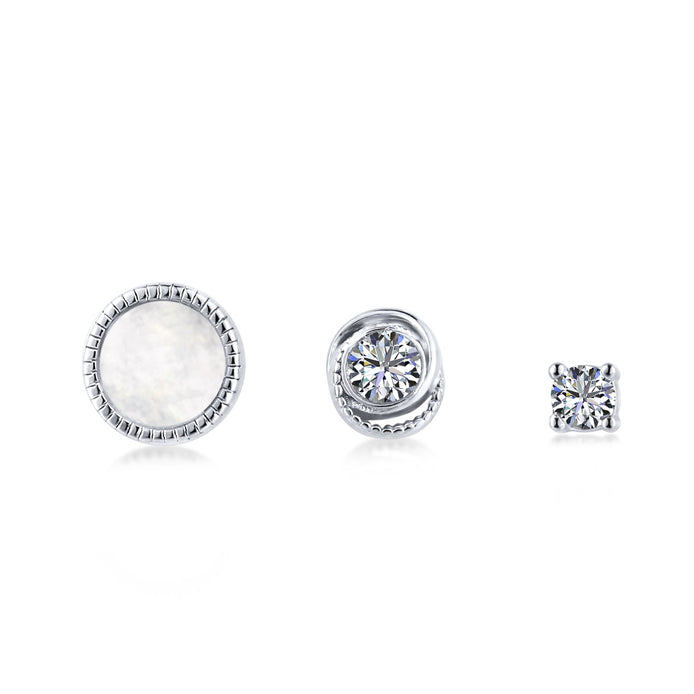Stud Earring Set 925 Sterling Silver - Ear Stacking Trio