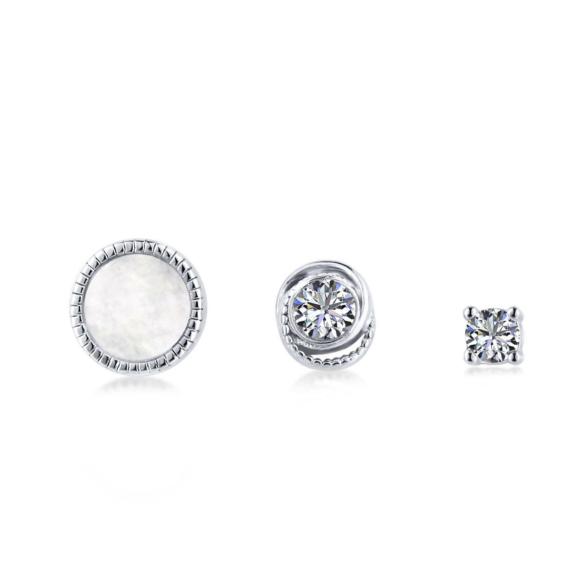 Stud Earring Set 925 Sterling Silver - Ear Stacking Trio