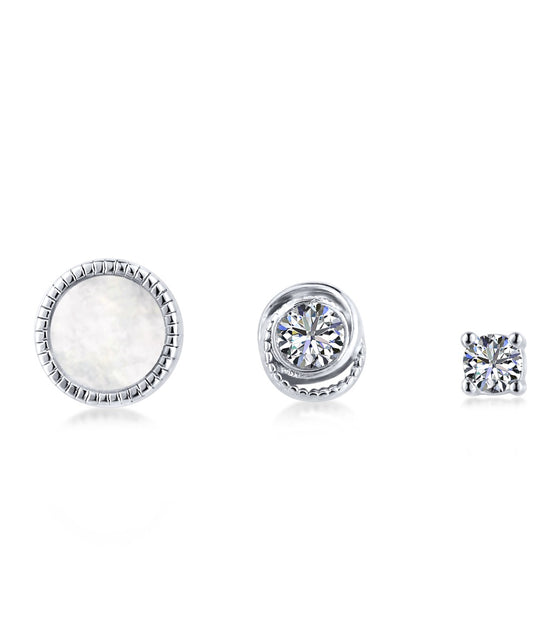 Stud Earring Set 925 Sterling Silver - Ear Stacking Trio