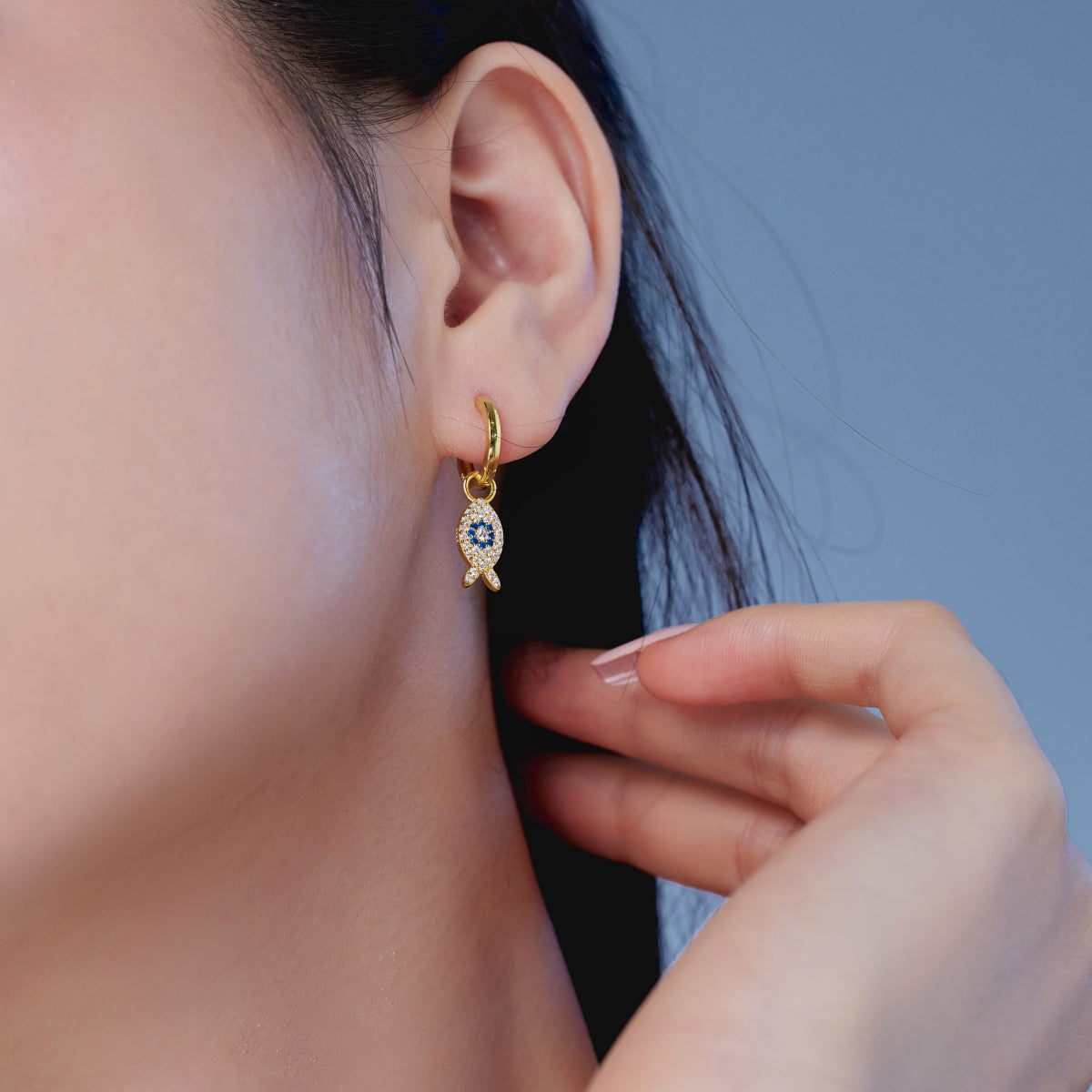 Fish earrings/earrings 925 silver gold-plated