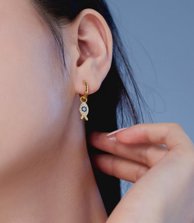 Fish earrings/earrings 925 silver gold-plated