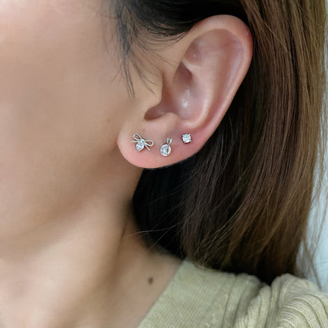 Stud earrings set 925 sterling silver - Ear Stacking Trio "Romantic"