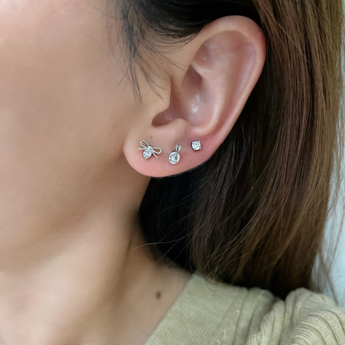 Stud earrings set 925 sterling silver - Ear Stacking Trio 