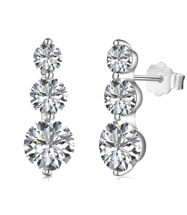 Zirconia earrings hanging 925 silver with 3 stones