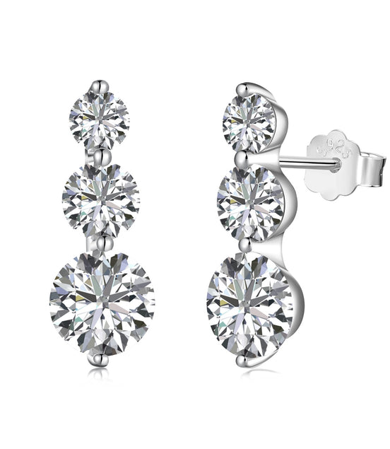Zirconia earrings hanging 925 silver with 3 stones