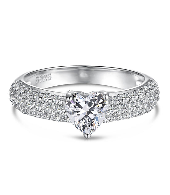 925 Sterling Silver Ring with Heart Zirconia