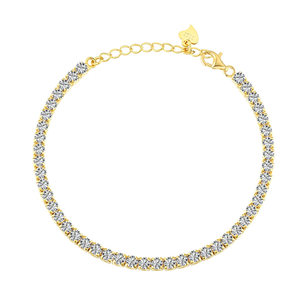 Bracelet made of 925 sterling silver with zirconia stones set all around, 18K gold-plated