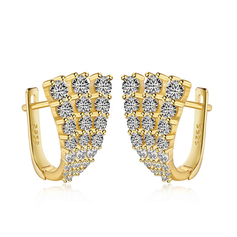Shiny hoop earrings 925 silver, 18K gold-plated with zirconia