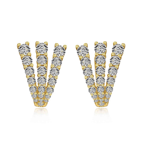 Shiny hoop earrings 925 silver, 18K gold-plated with zirconia