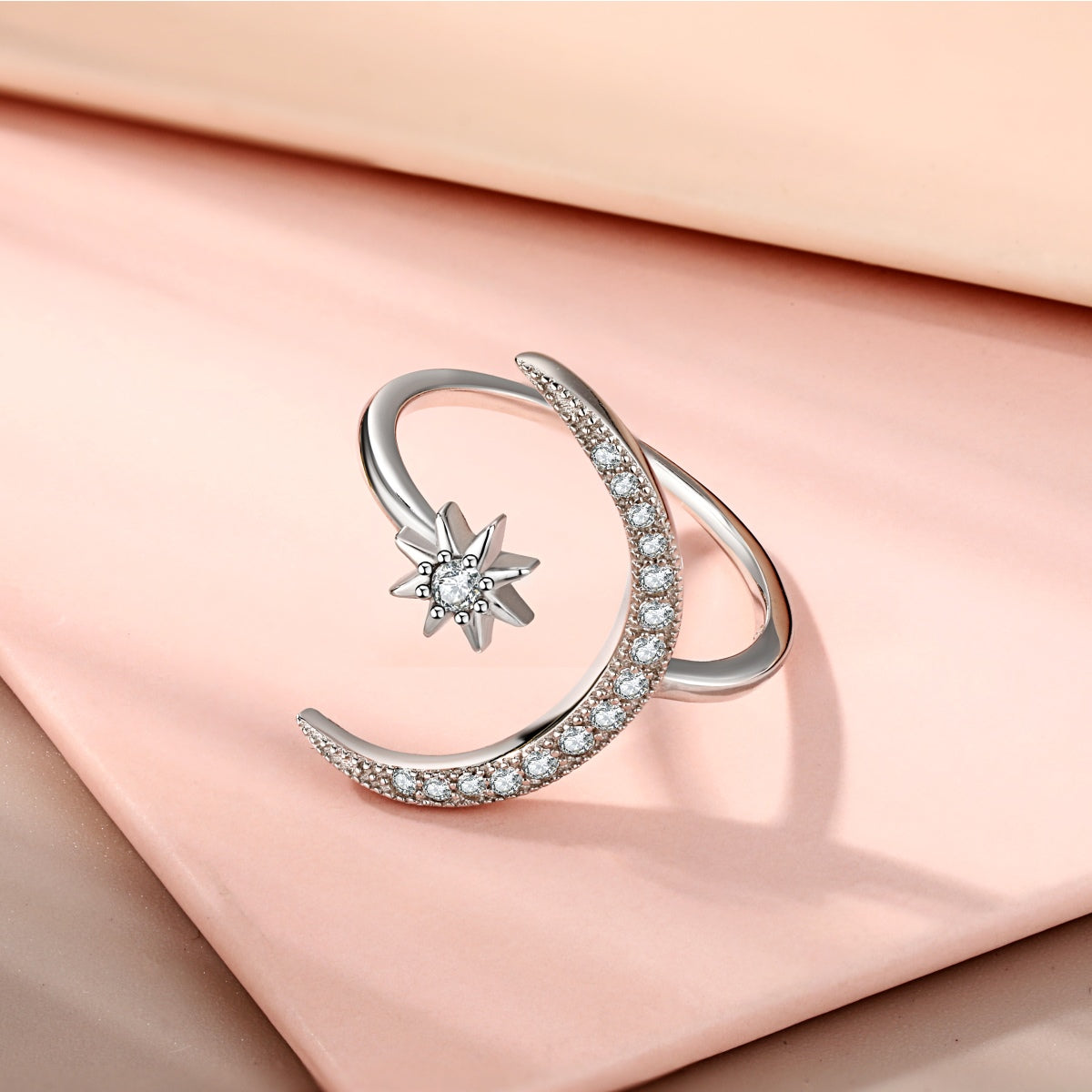 925 real silver ring adjustable with zirconia stones