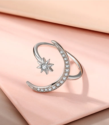 925 real silver ring adjustable with zirconia stones