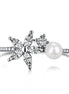 Flower ring made of 925 sterling silver with zirconia &amp; pearl