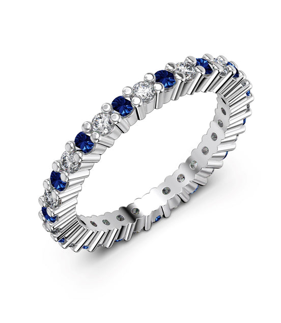 Elegant 925 silver ring with blue and clear zirconia stones