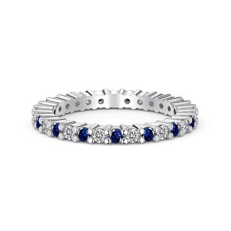 Eleganter Silberring 925 mit blauen und klaren Zirkonia-Steinen