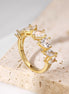 18K gold-plated 925 silver ring with 7 zirconia stones in different shapes