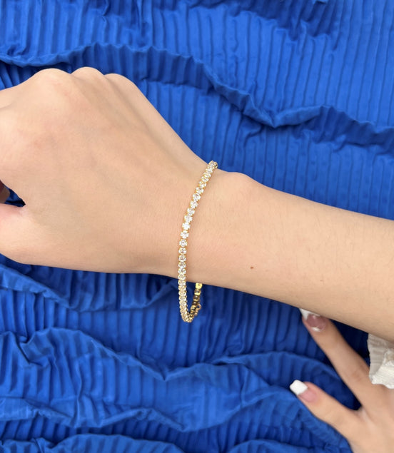 Bracelet made of 925 sterling silver with zirconia stones set all around, 18K gold-plated