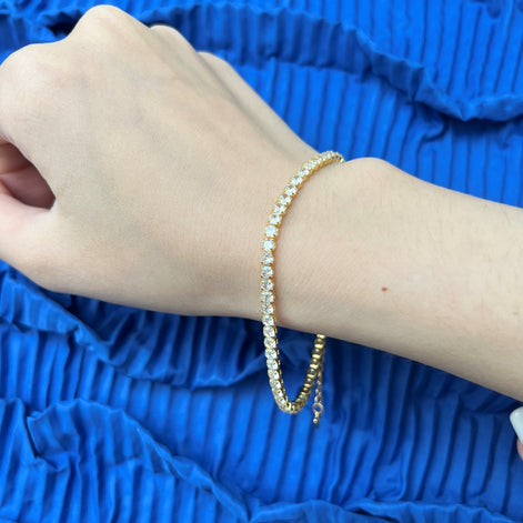 Bracelet made of 925 sterling silver with zirconia stones set all around, 18K gold-plated