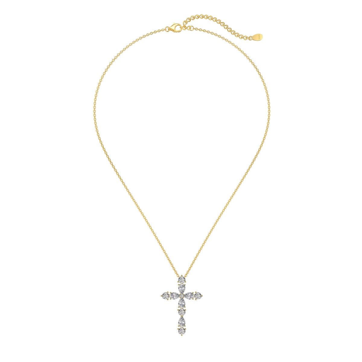 18K gold-plated chain made of 925 sterling silver with a cross pendant made of zirconia