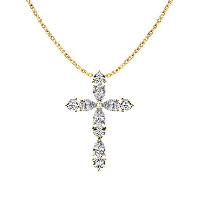18K gold-plated chain made of 925 sterling silver with a cross pendant made of zirconia