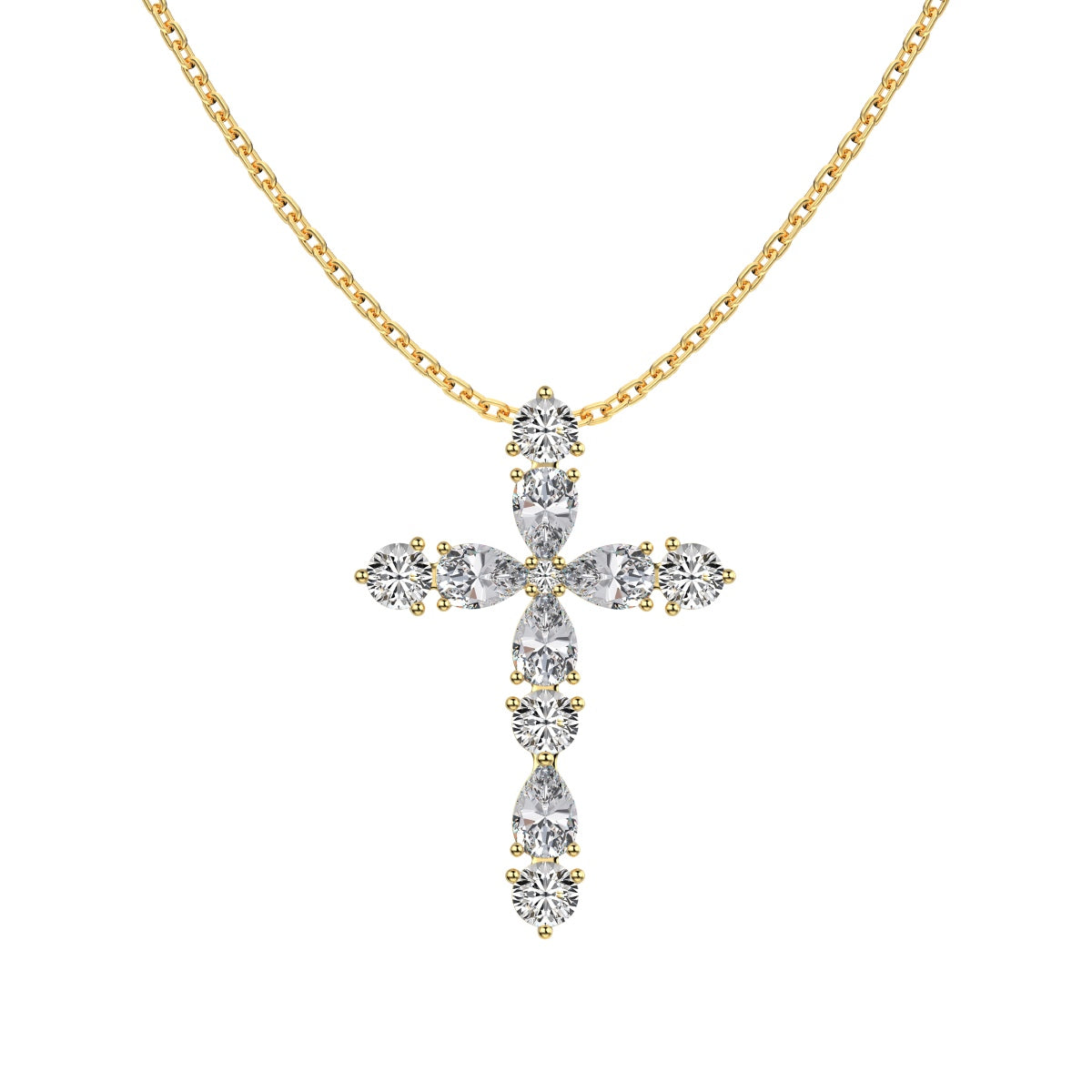 18K gold-plated chain made of 925 sterling silver with a cross pendant made of zirconia