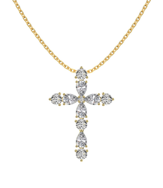 18K gold-plated chain made of 925 sterling silver with a cross pendant made of zirconia