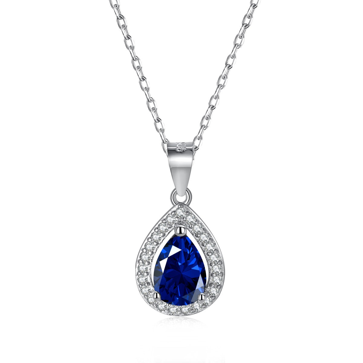 925 Sterling silver necklace with dark blue zirconia – elegance in its deepest form