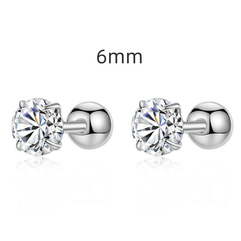 Stud earrings 925 silver with sparkling zirconia stone