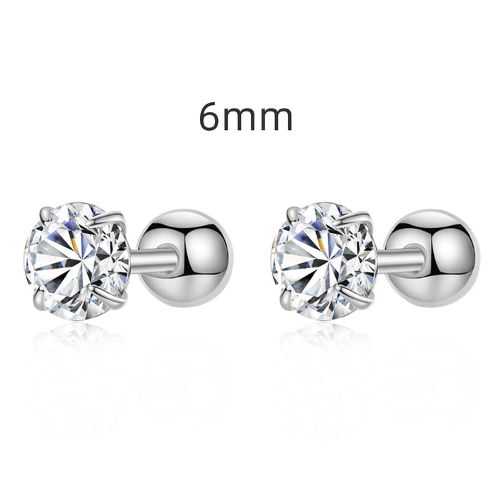 Stud earrings 925 silver with sparkling zirconia stone