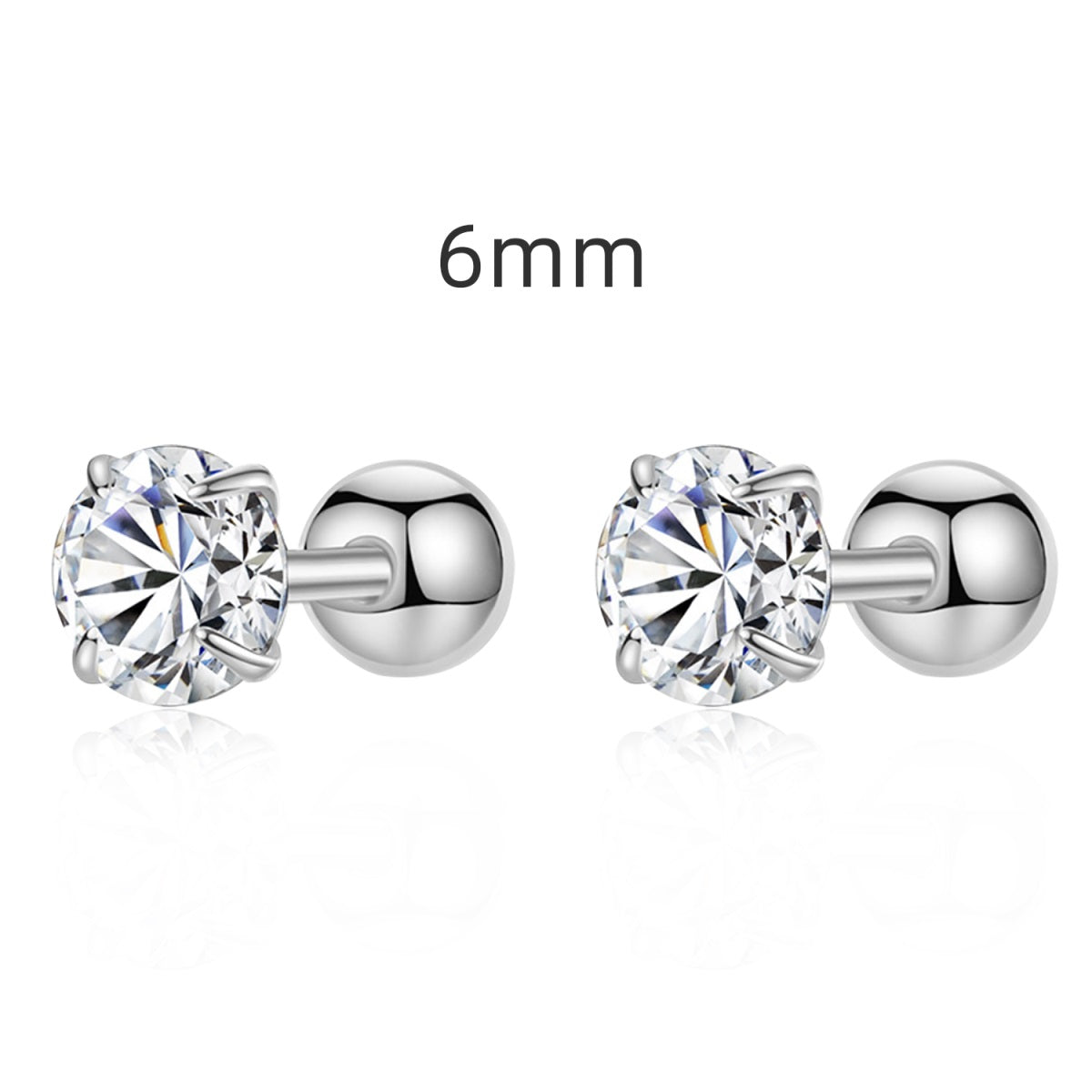 Stud earrings 925 silver with sparkling zirconia stone