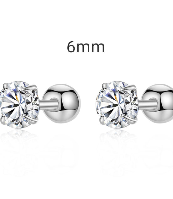 Stud earrings 925 silver with sparkling zirconia stone