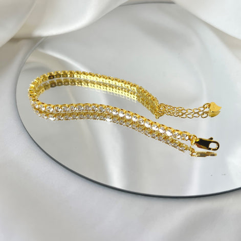 Bracelet made of 925 sterling silver with zirconia stones set all around, 18K gold-plated