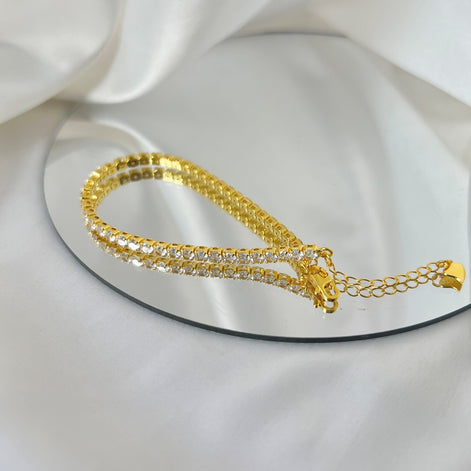 Bracelet made of 925 sterling silver with zirconia stones set all around, 18K gold-plated