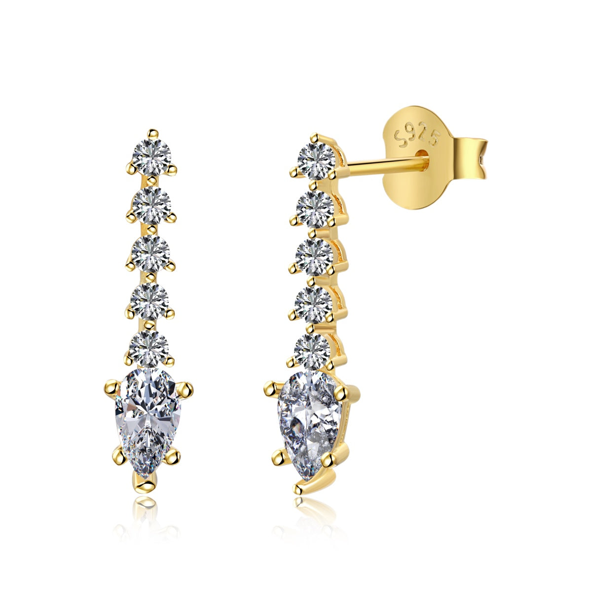 Earrings made of 925 silver gold-plated with zirconia stones