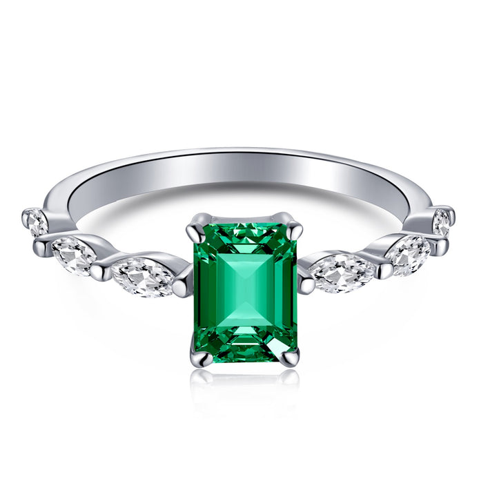Sterling silver ring with green zirconia stone