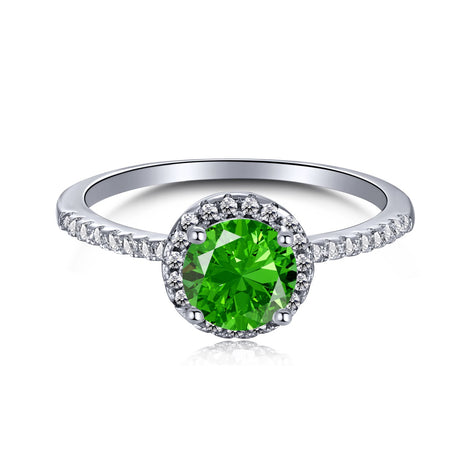 Ring made of 925 Sterling silver with green zirconia &amp; sparkling details