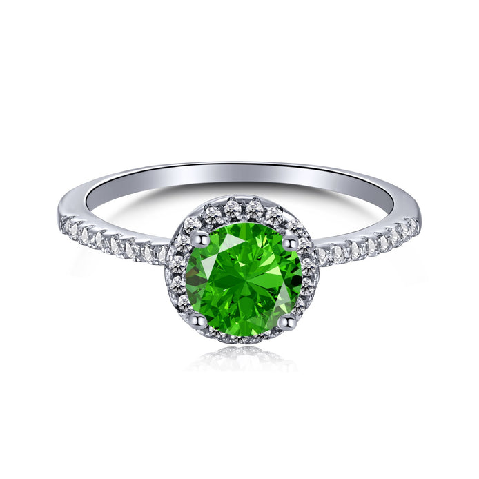 Ring made of 925 Sterling silver with green zirconia &amp; sparkling details